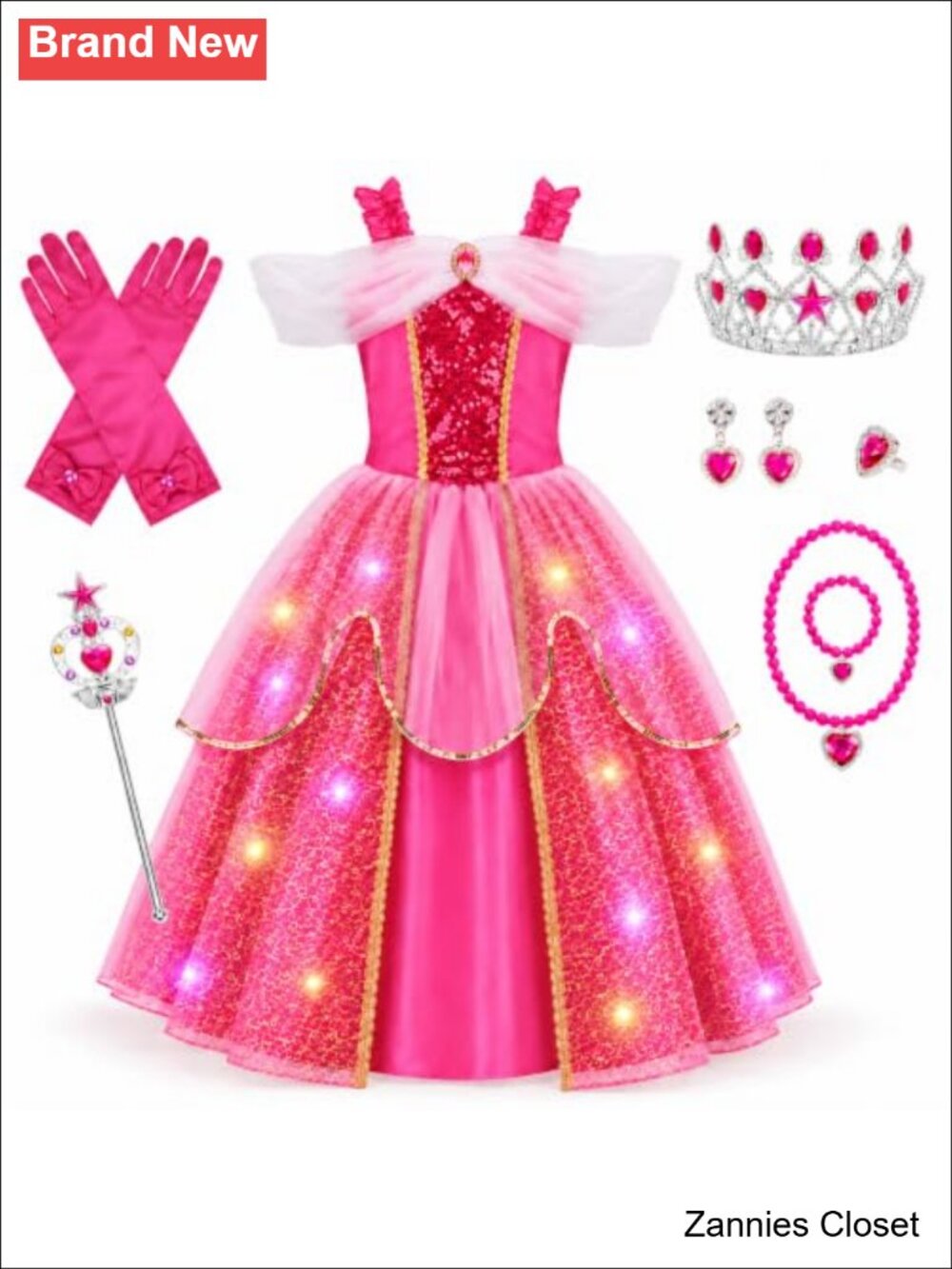 👻 Meland Light Up Princess Dress Girls Costume Party Tulle Halloween